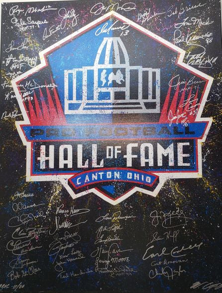 NFL Hall of Fame Canvas with 45 Autographs