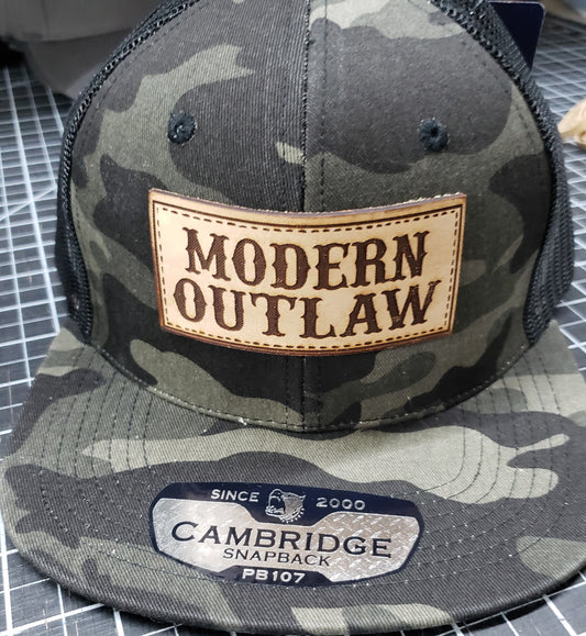 Cambridge Camo Snap Back - Modern Outlaw Light Leather Patch Hat
