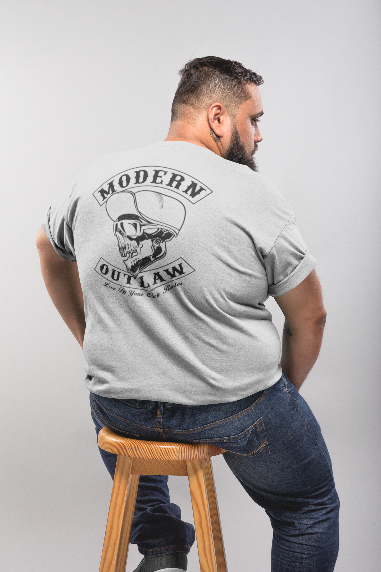 Modern Outlaw - Live by Your Own Rules - Dry Fit Short Sleeve Light Gray Shirt