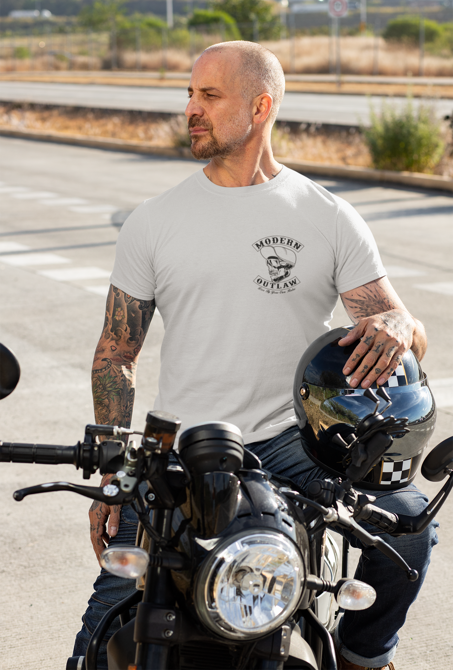 Modern Outlaw - Live by Your Own Rules - Dry Fit Short Sleeve Light Gray Shirt