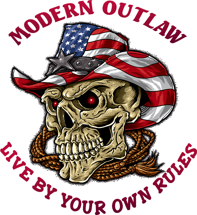 Long Sleeve White Tee - Cowboy Hat - Skull - Modern Outlaw - Live by Your Own Rules