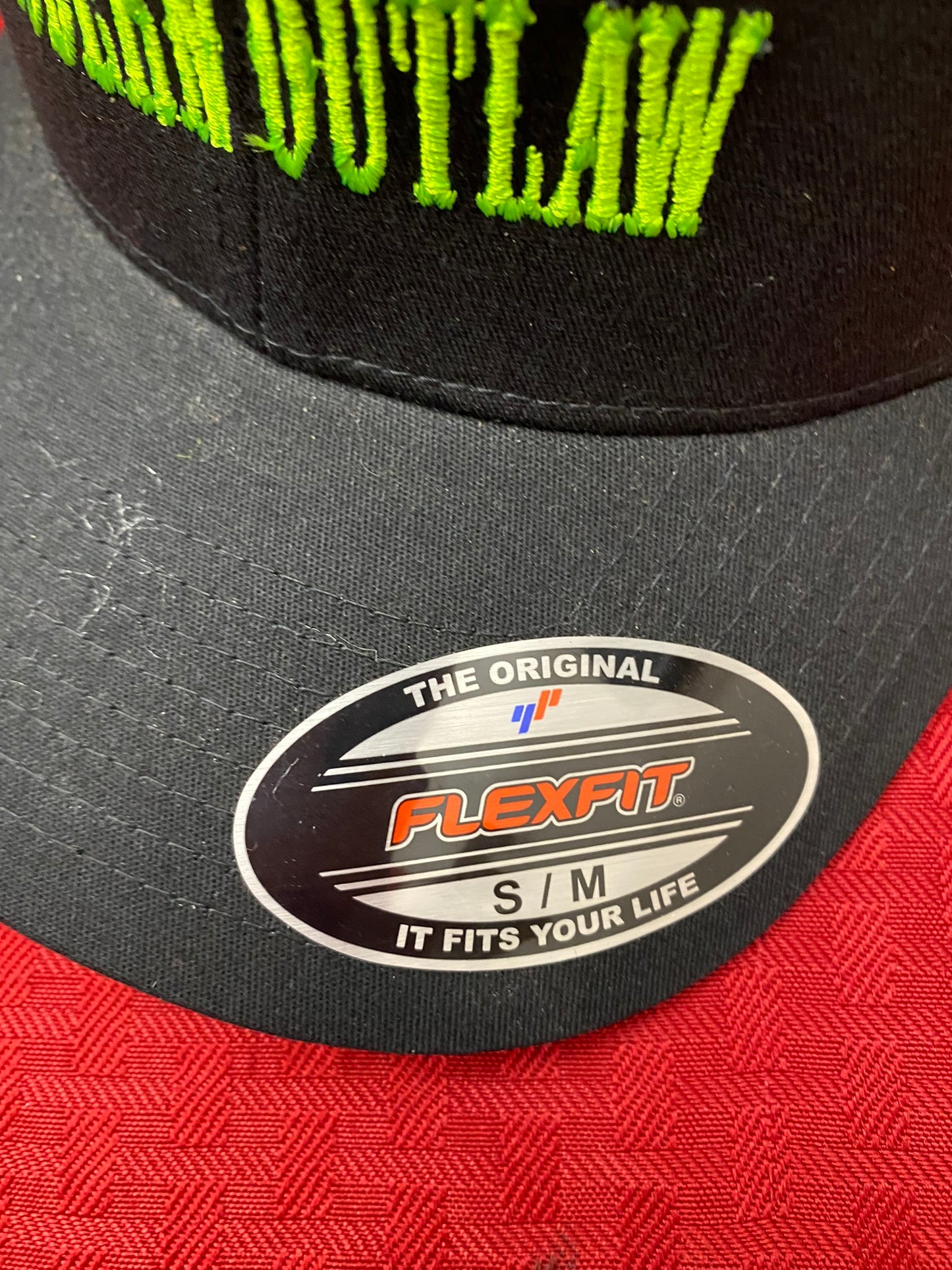 Modern Outlaw - Live by Your Own Rules Flex Fit Cap Neon Green Embroidery