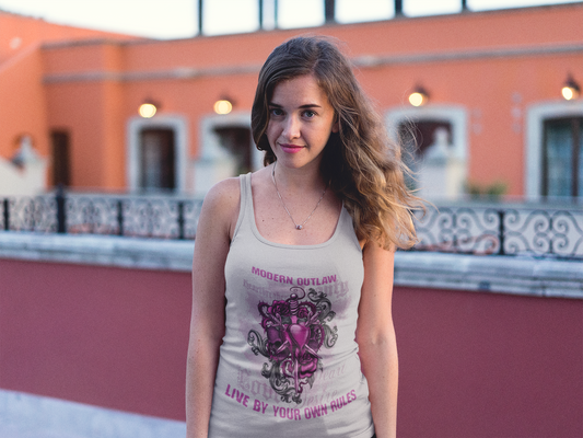 Ladies Heart Sword Gray Tank    Modern Outlaw - Live by Your Own Rules